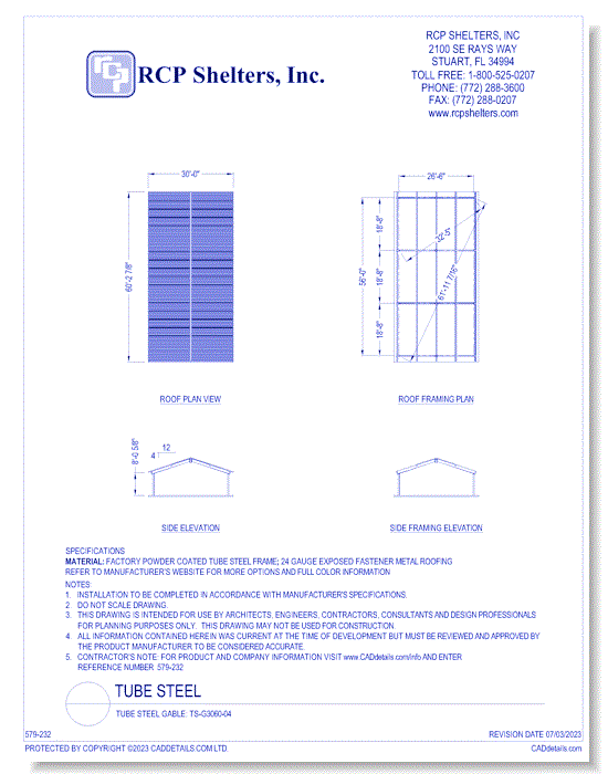 Tube Steel Gable: TS-G3060-04