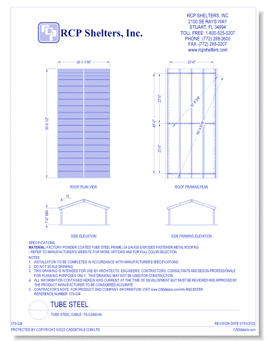 Tube Steel Gable: TS-G2450-04