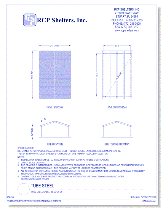 Tube Steel Gable: TS-G2436-04