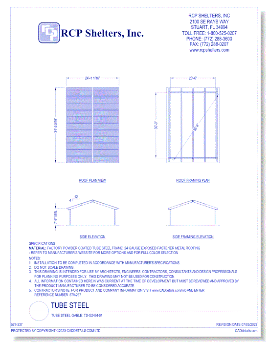 Tube Steel Gable: TS-G2434-04