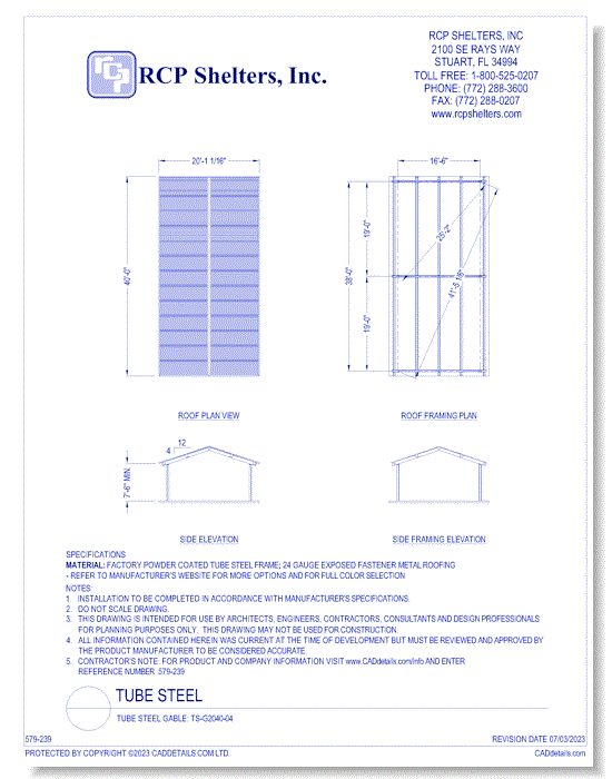 Tube Steel Gable: TS-G2040-04