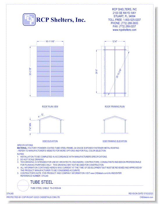 Tube Steel Gable: TS-G1630-04