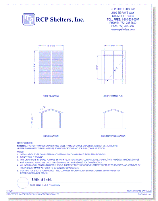 Tube Steel Gable: TS-G1216-04