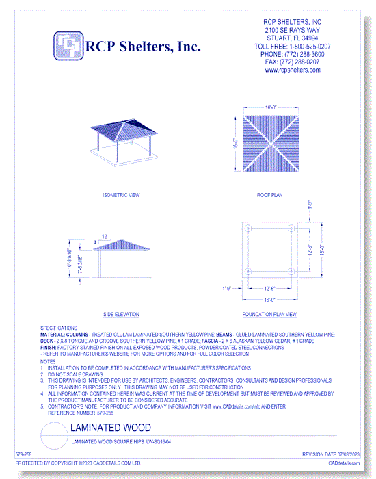 Laminated Wood Square Hips: LW-SQ16-04