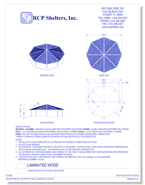 Laminated Wood Octagon: LW-OCT40-04