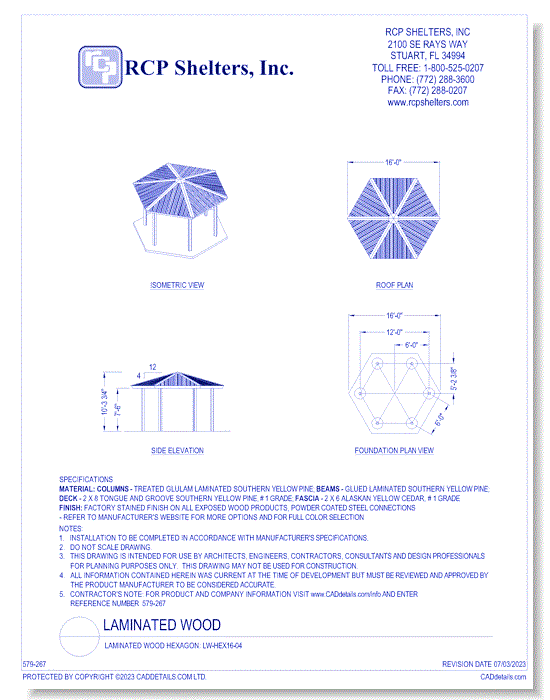 Laminated Wood Hexagon: LW-HEX16-04