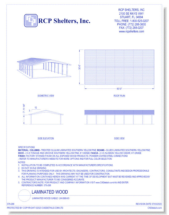 Laminated Wood Gable: LW-3060-03