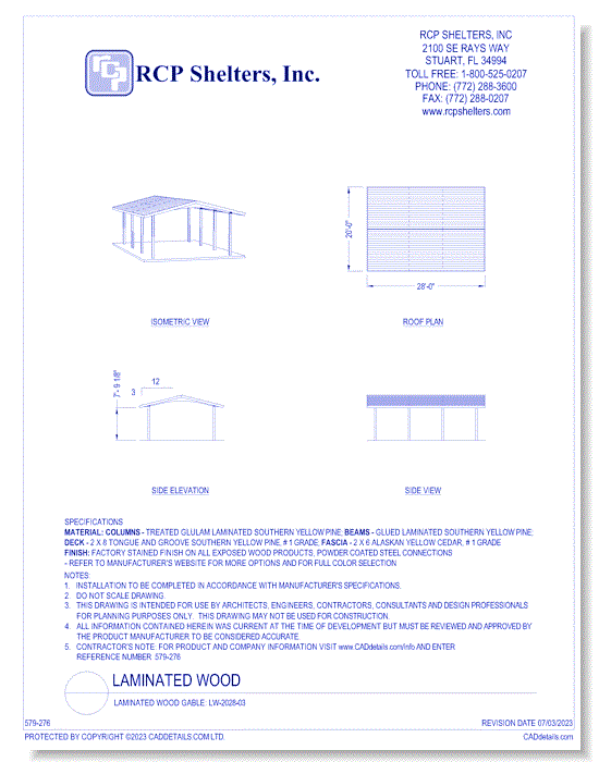 Laminated Wood Gable: LW-2028-03