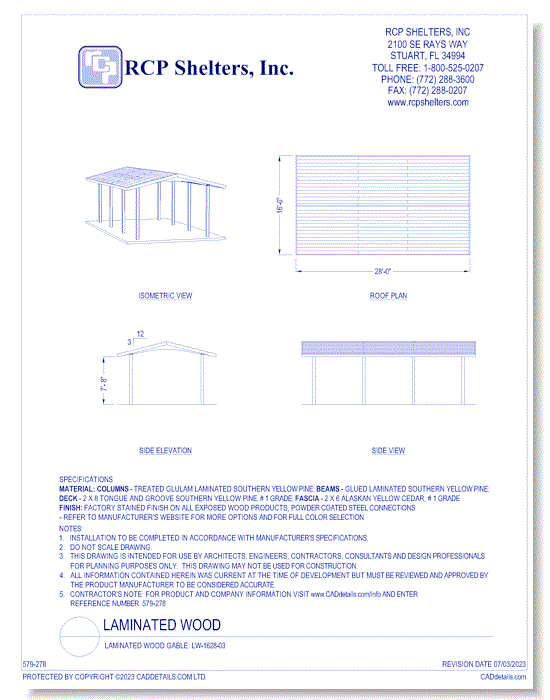 Laminated Wood Gable: LW-1628-03