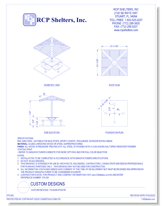 Custom Designs: TS-SQ08-1P-04-TB