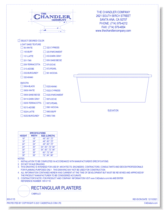Rectangular Planters: Cabrillo