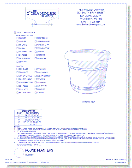 Round Planters: Acapulco