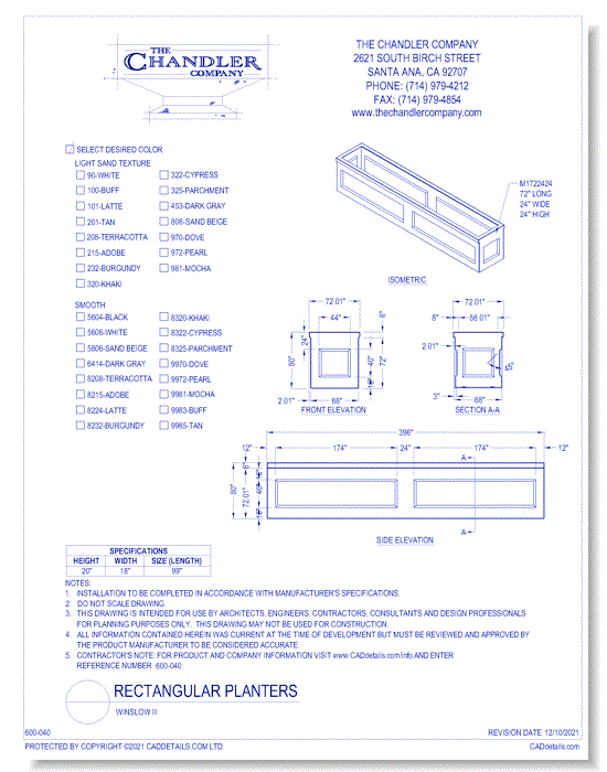 Rectangular Planters: Winslow III