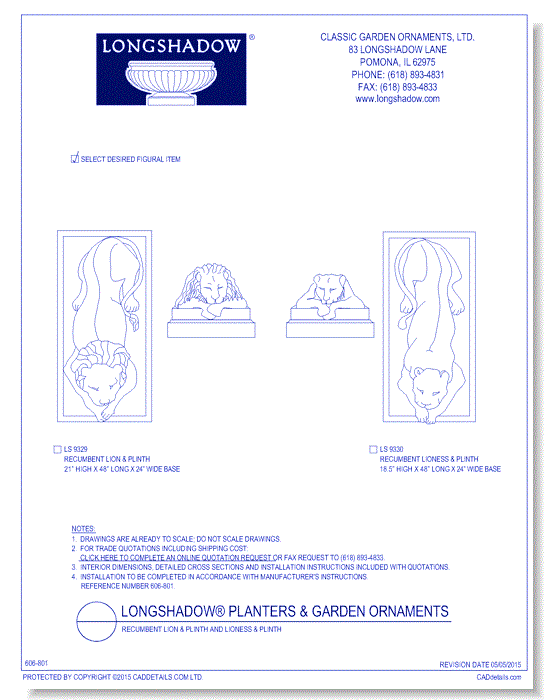 Recumbent Lion & Plinth and Lioness & Plinth