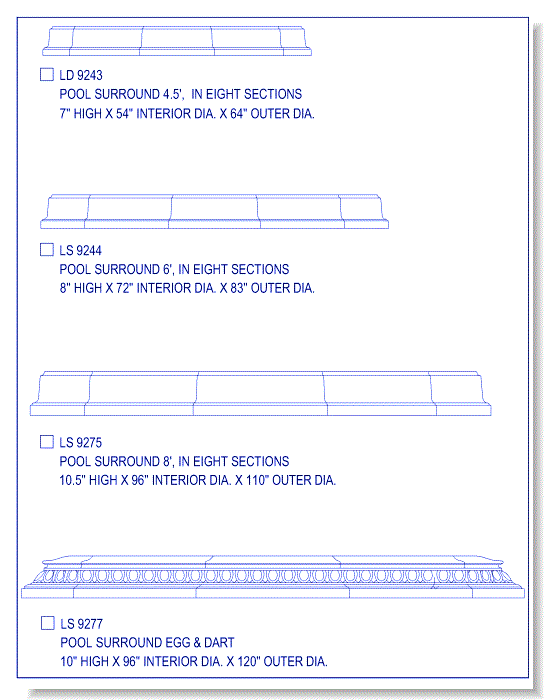 4.5, 6 & 8 Foot, Egg & Dart Pool Surrounds