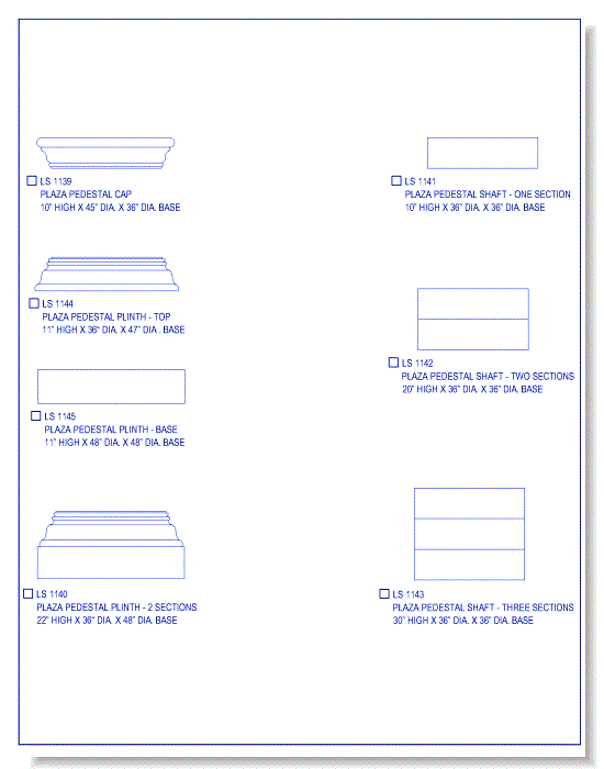 Plaza Pedestal Sections (10 - 30 Inch High)
