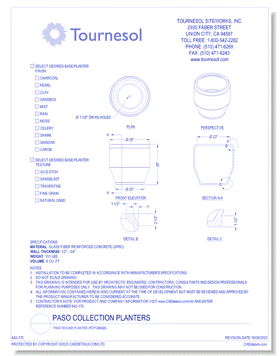 Paso Round Planter (PCP1280028)