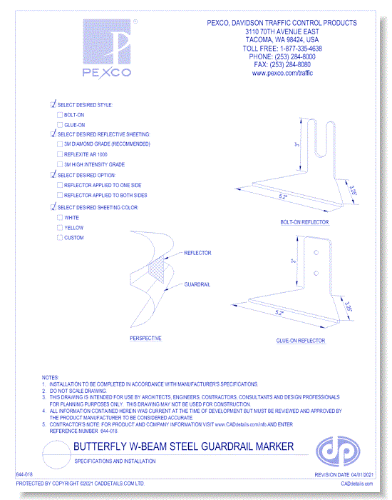 Butterfly W-Beam Steel Guardrail Marker - Specifications & Installation