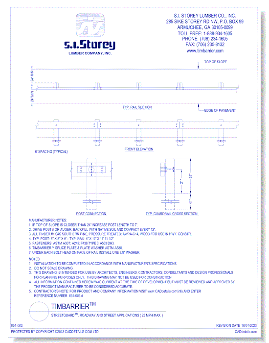 TimBarrier™: StreetGuard™ Guardrail For Roadways And Street Applications (25 MPH Max.)