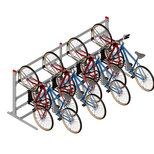 CAD Drawings BIM Models CycleSafe, Inc. Hi/Lo 90º 8-Bike Stall