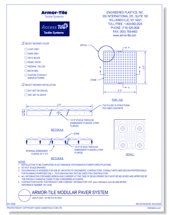 ADA-P-2424 - 24 Inch x 24 Inch