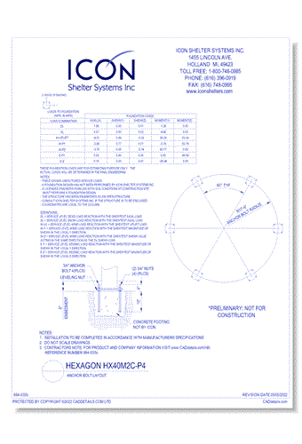 Hexagon HX40M2C-P4 - Anchor Bolt Layout