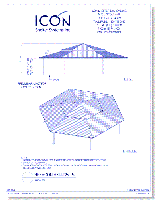 Hexagon HX44T2V-P4 - Elevation