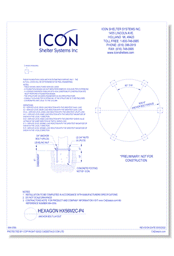Hexagon HX56M2C-P4 - Anchor Bolt Layout