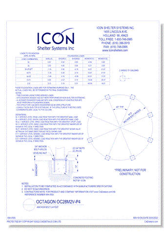 Octagon OC28M2V-P4 - Anchor Bolt Layout