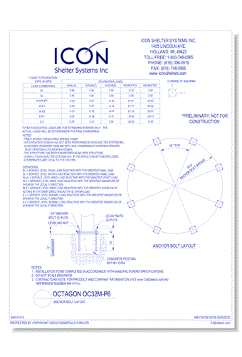Octagon OC32M-P6 - Anchor Bolt Layout