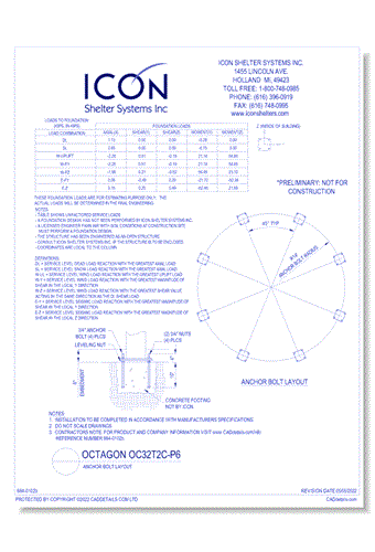 Octagon OC32T2C-P6 - Anchor Bolt Layout