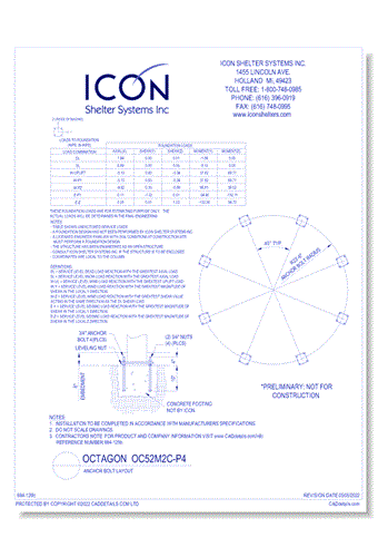 Octagon OC52M2C-P4 - Anchor Bolt Layout