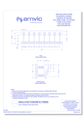 (FOR-006) Amvic Standard 8 Inch Brick Ledge Form