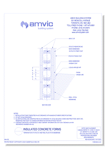 (INS-001) Termination of Stucco and Peel Plus Stick Membrane