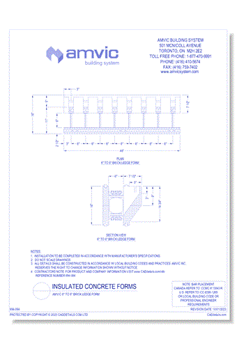 (FOR-007) Amvic Standard 6 Inch - 6 Inch Brick Ledge Form