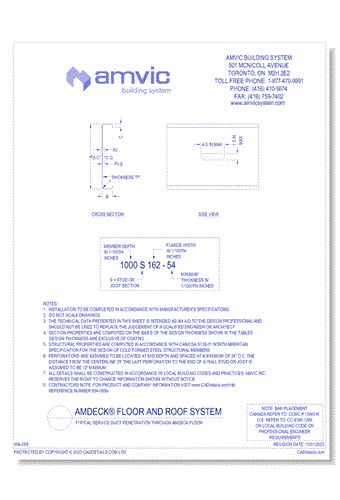 (AMD-SPC-001) Specifications for Cold Formed Steel Joists Typically Used with AmDeck - Sheet 1 of 2