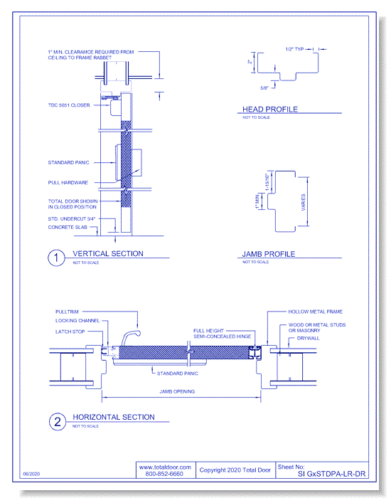 SI-GxSTDPA-LR-DR: Single Pull x Exit Device - Left Reverse - Double Rabbet Frame