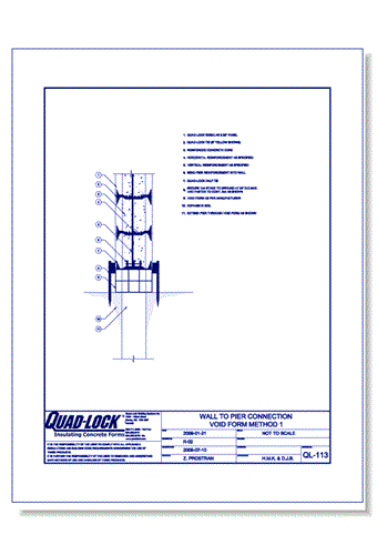 R-22 Regular ICF Walls: QL-113 Wall to Pier Connection Void Form (Method 1)