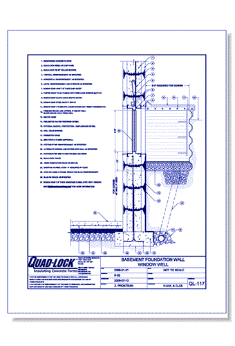 R-22 Regular ICF Walls: QL-117 Basement Foundation Wall Window Well