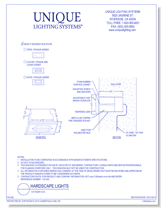 Brass Step Light: Voyager 5 & 8