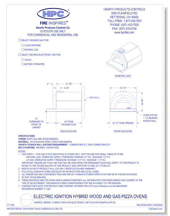 DiNapoli Series - Hybrid Oven with Electronic Ignition