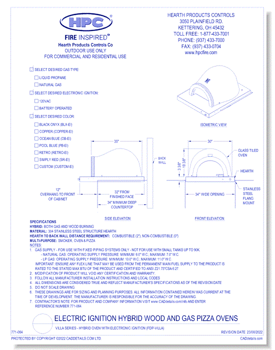 Villa Series - Hybrid Oven with Electronic Ignition