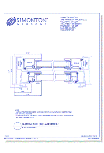 Brickmould 600 Patio Door: Horizontal Assembly