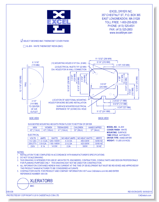 XLERATOR® Hand Dryer: BMC
