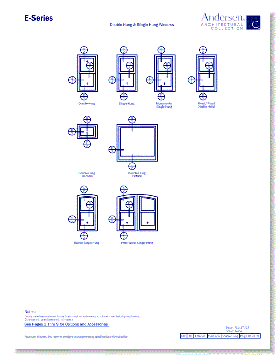 E-Series: Aluminum Clad - Double-Hung & Single-Hung Windows - Section