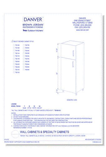 TBXXXX: Tall Cabinets (all 24 Inch D) - 24 Inch D, 84 Inch, 90 Inch, 96 Inch H (specify), 2 Door, 4 Door