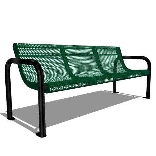 D6002 - Rally 6' Perforated Steel Contour Bench, Portable / Surface Mount