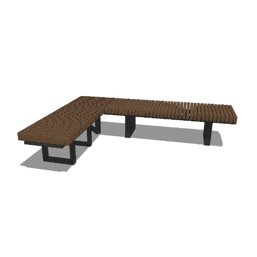 PINF24J90T - Infinity 2' L-Shape Linear Thermory Bench, Powder Coat Frame Finish