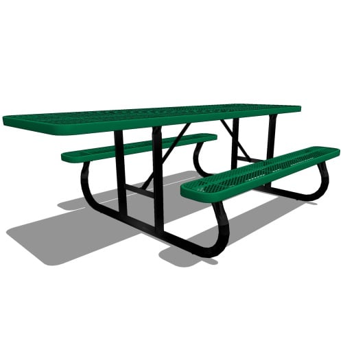 D1007 - 8' Rectangular Perforated Steel ADA Picnic Table, Portable Frame