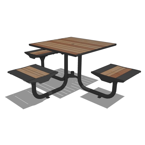 BH1831T - Beacon Hill Thermory ADA Table, 3 Flat Seats